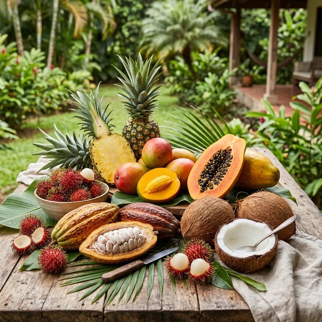 Selection of tropical fruits grown in Costa Rica