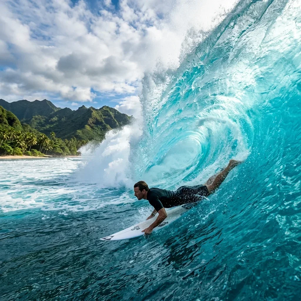Hombre surfeando una ola en Costa Rica
